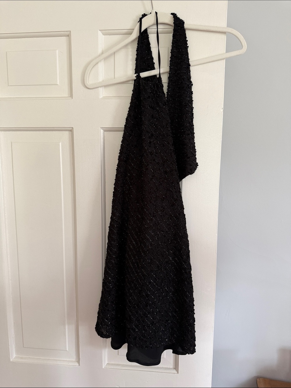 Black Halter Evening Dress - Elegant Beaded A-Line